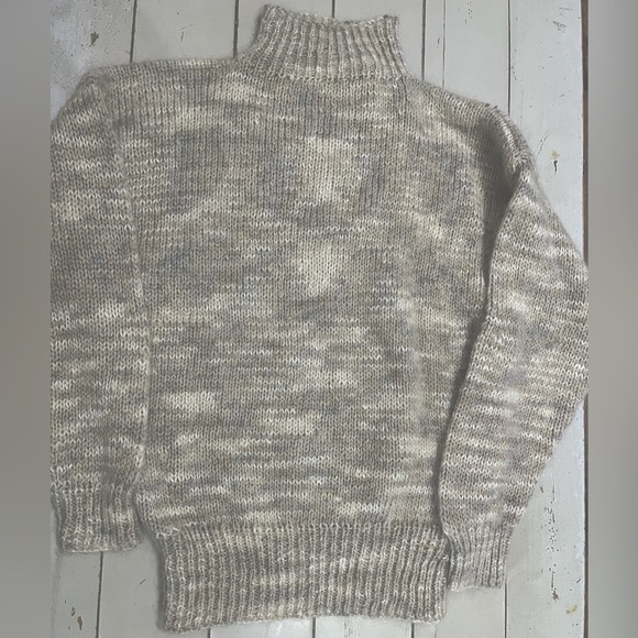 Women’s Mohair Silk Wool blend Loose Knit Mock neck Sweater Large Heather Ombre - Picture 3 of 14